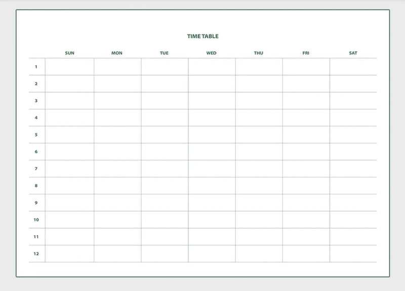 study planner calendar template