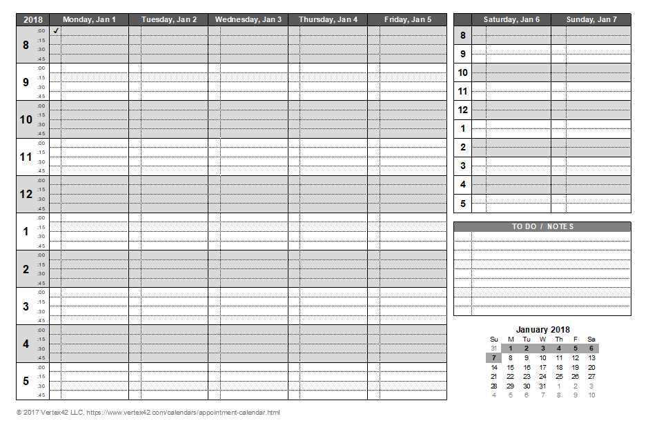 daily appointment calendar template free