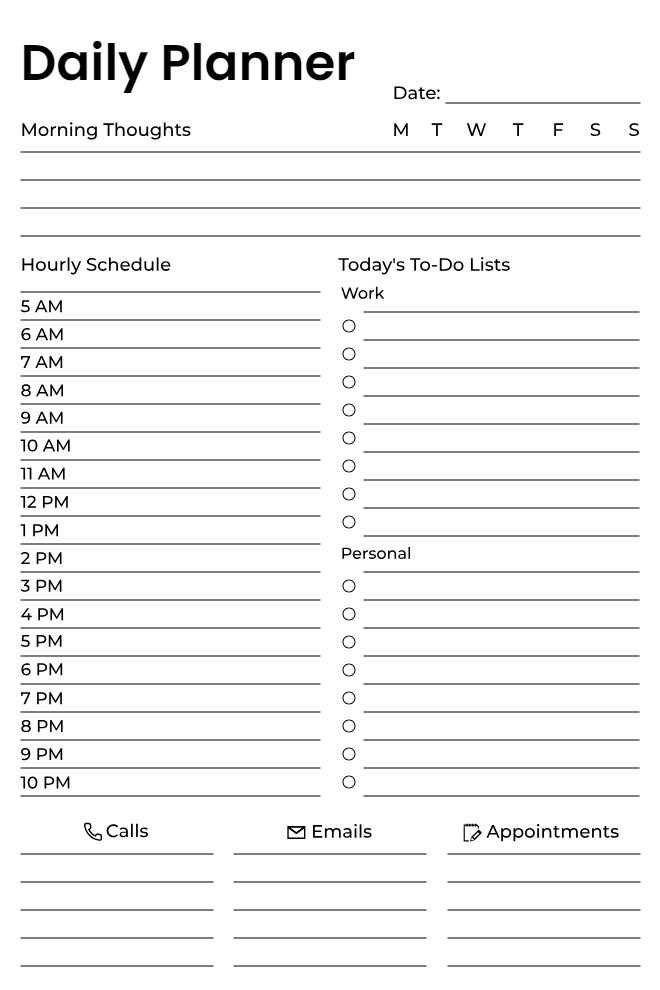 daily calendar journal template