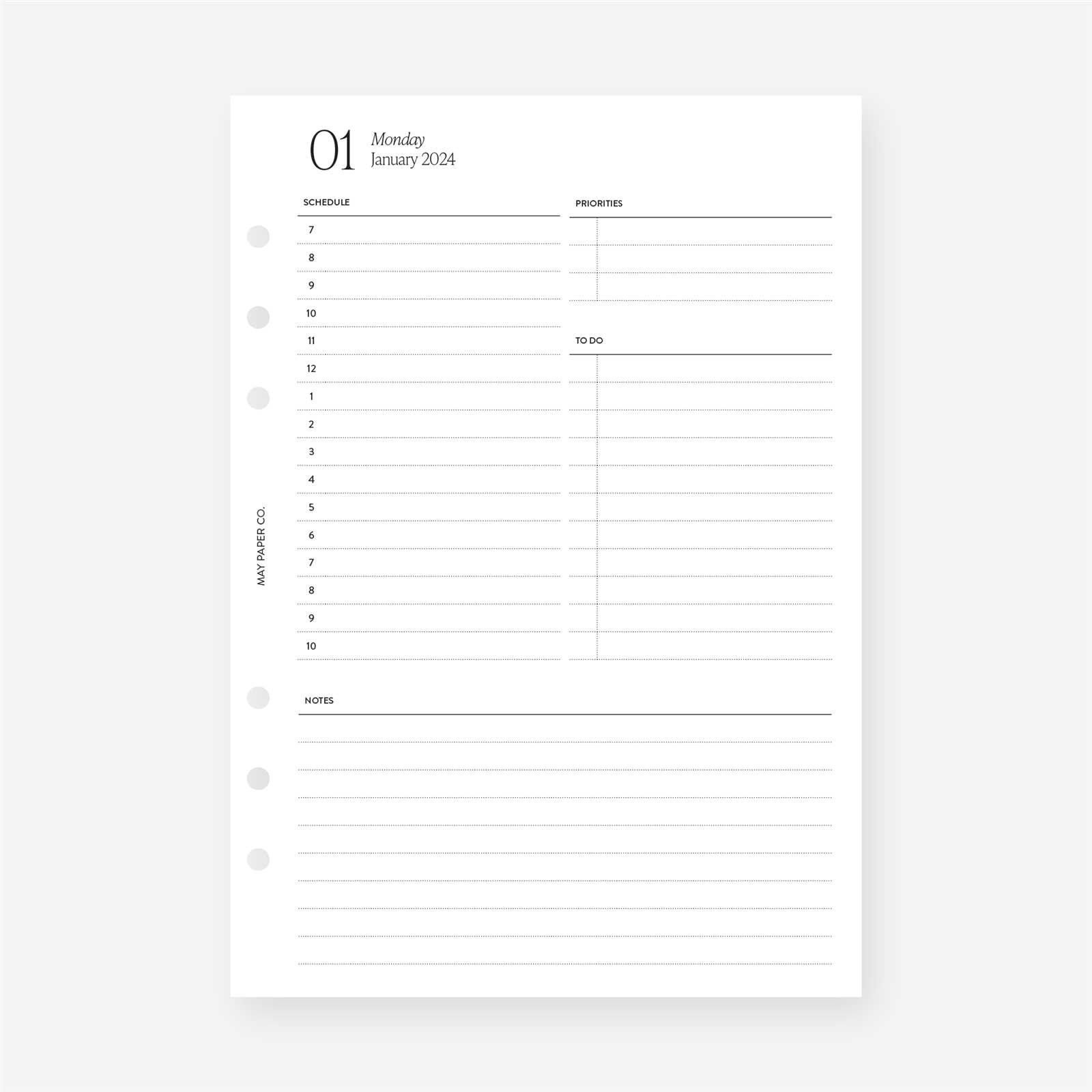 daily calendar printable template