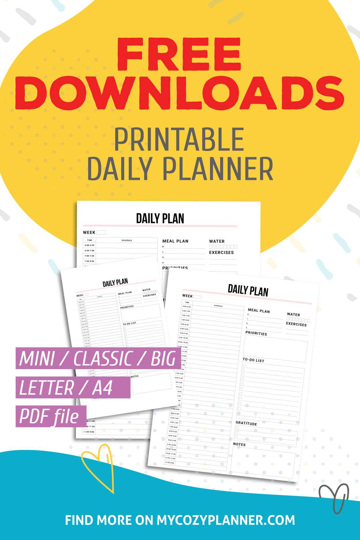 daily calendar printable template