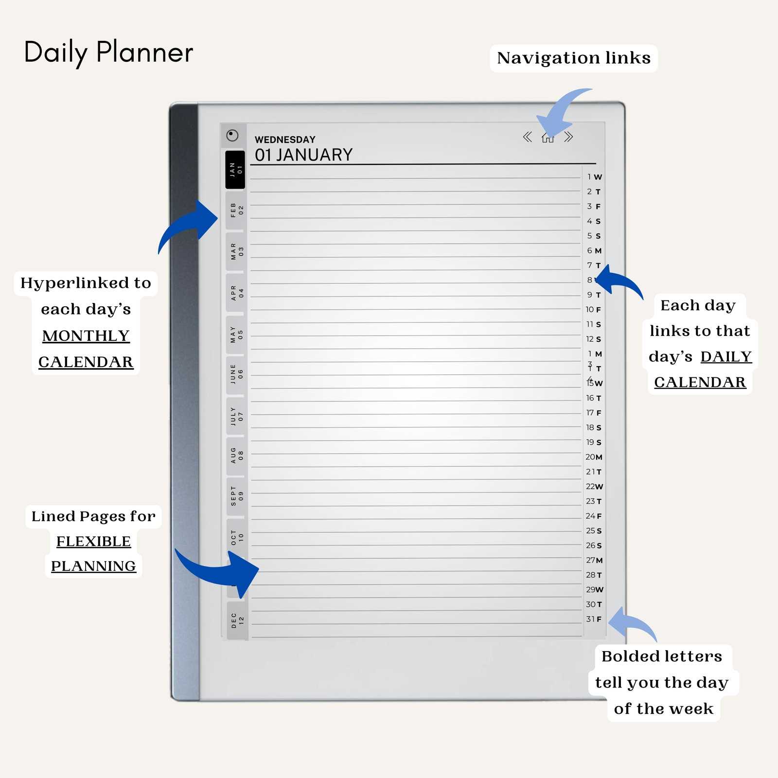 daily calendar template 2025