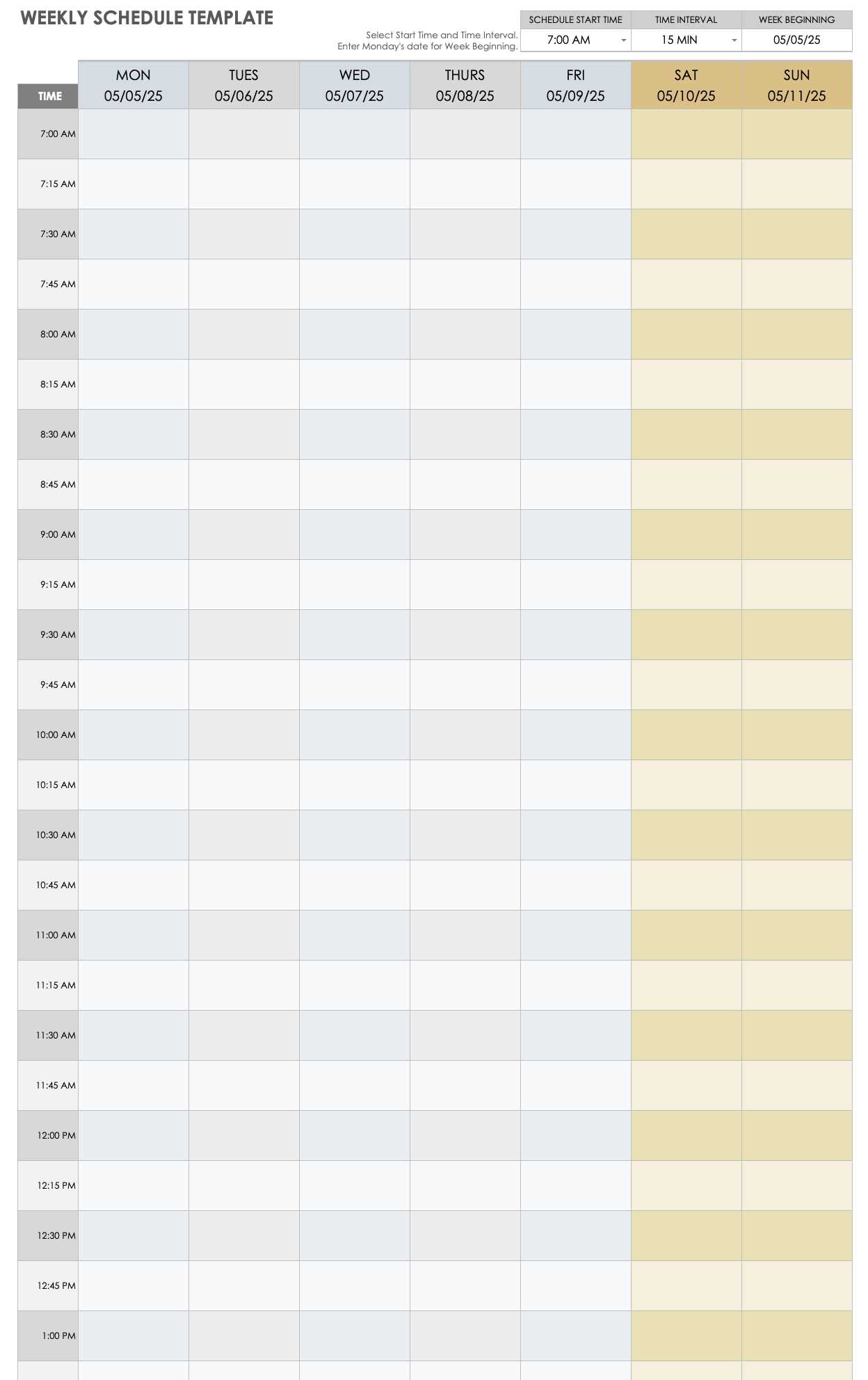 daily calendar template 30 minute increments