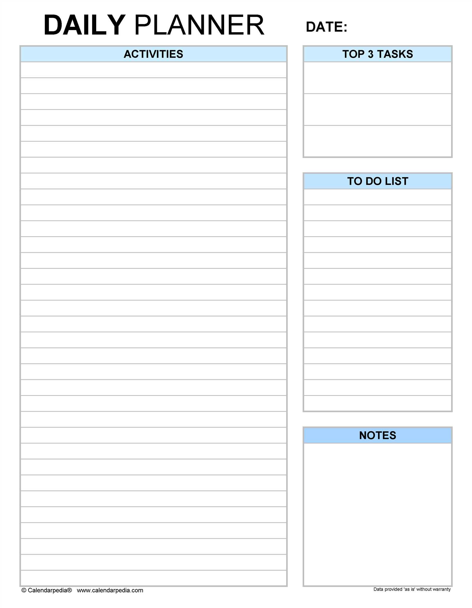 daily calendar template