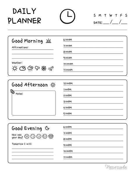 daily planner calendar template