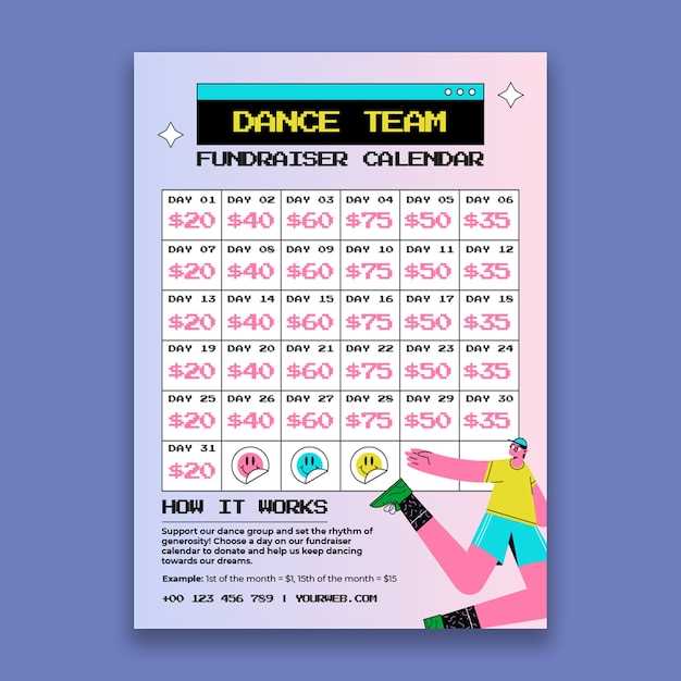 dance calendar fundraiser template free