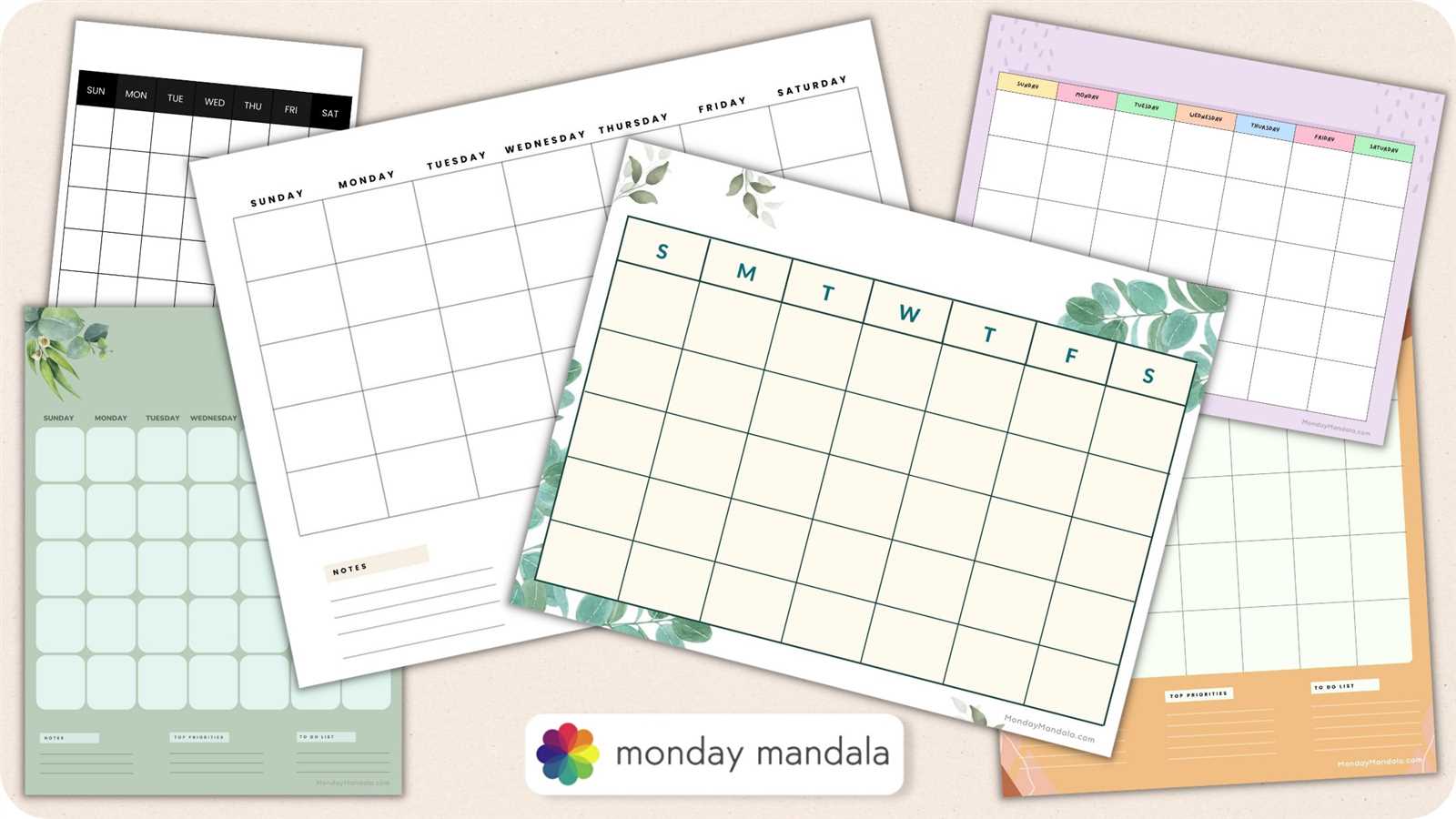 monthly free printable calendar templates