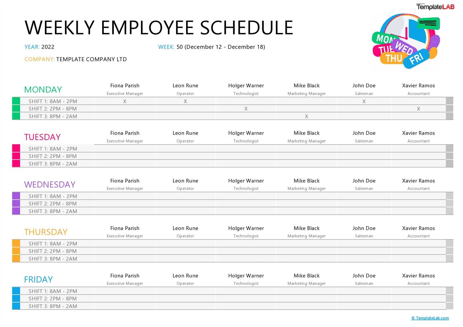 days off calendar template