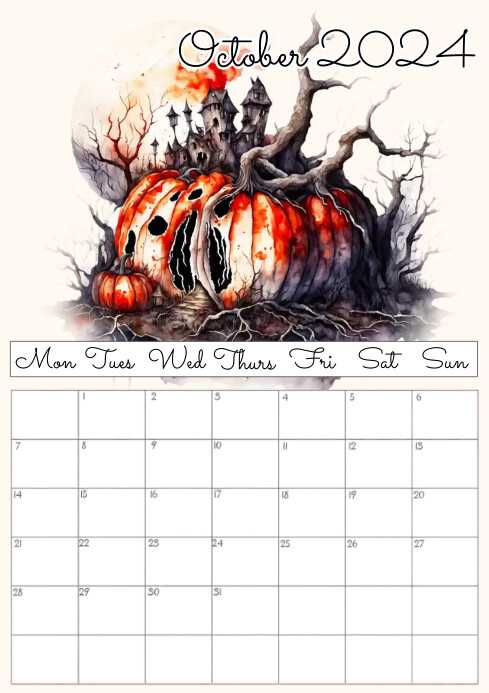 month of october calendar template