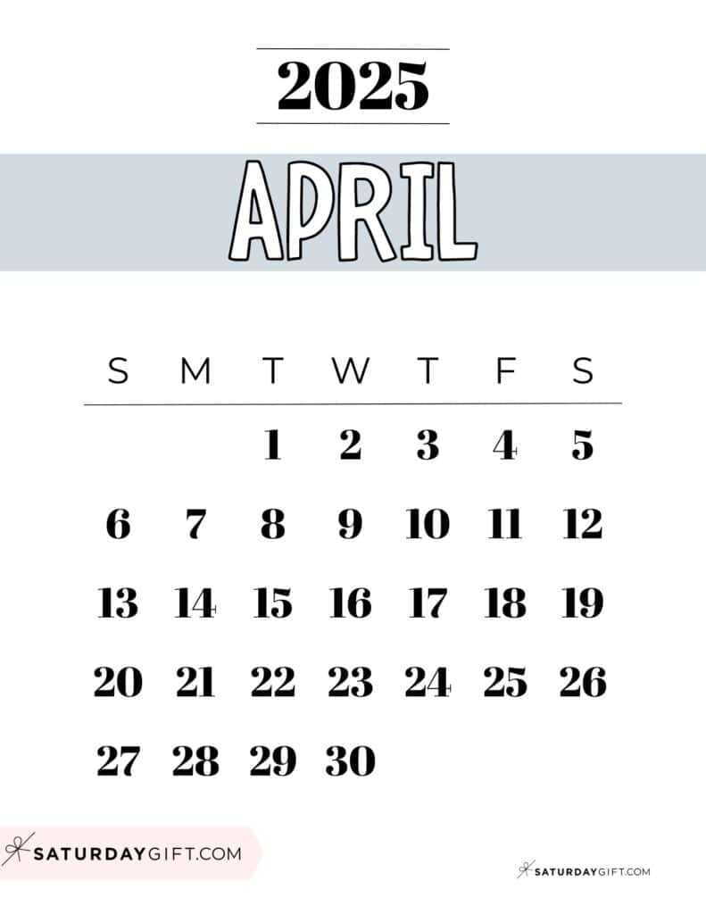 free calendar template 2025 april