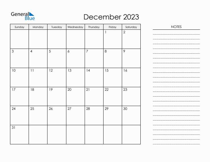 december 23 calendar template