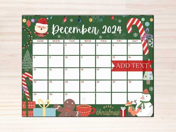 december holiday calendar template