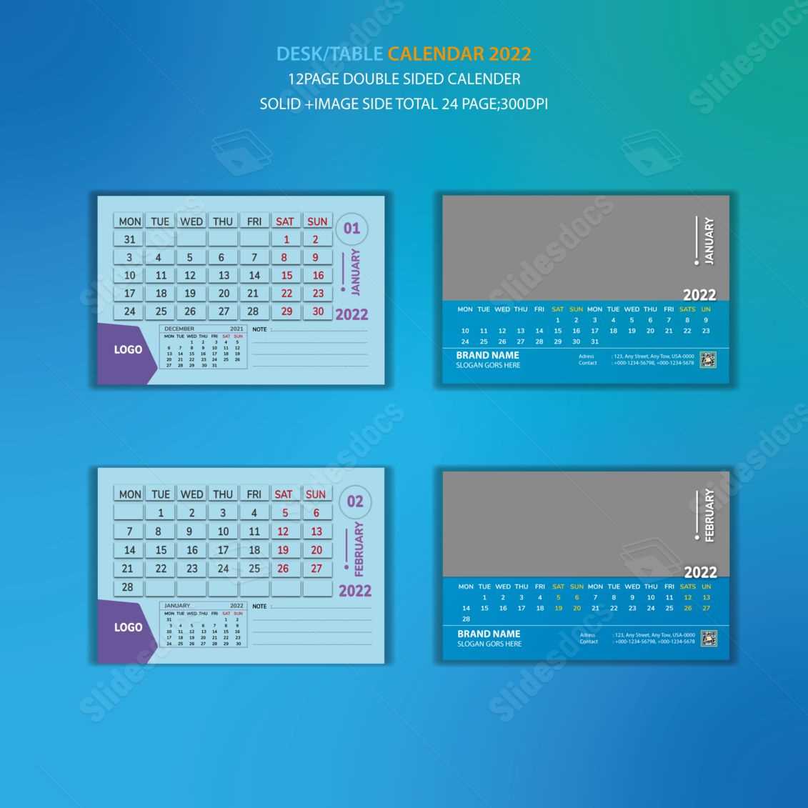 desk calendar design templates free download