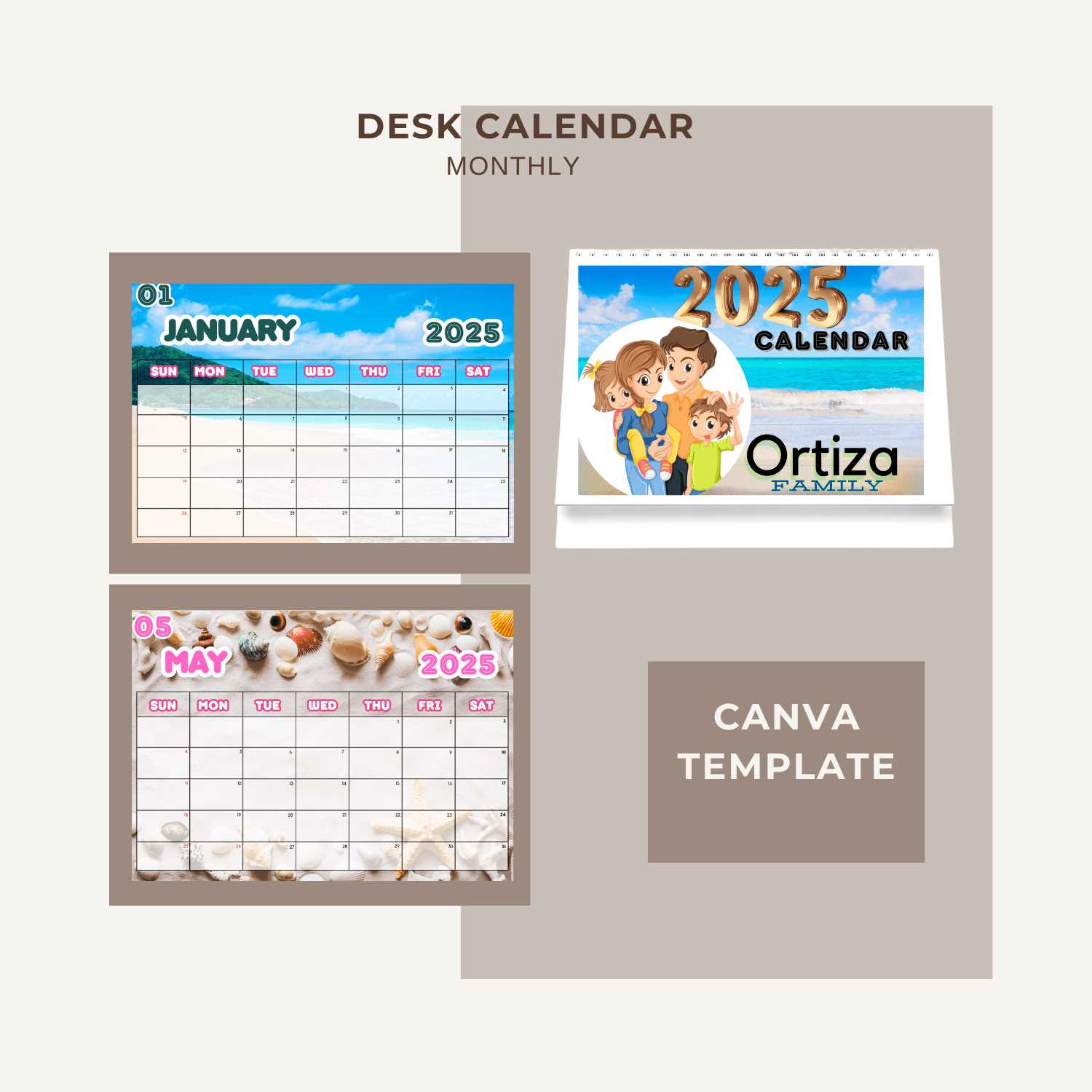 desk calendar template 2025