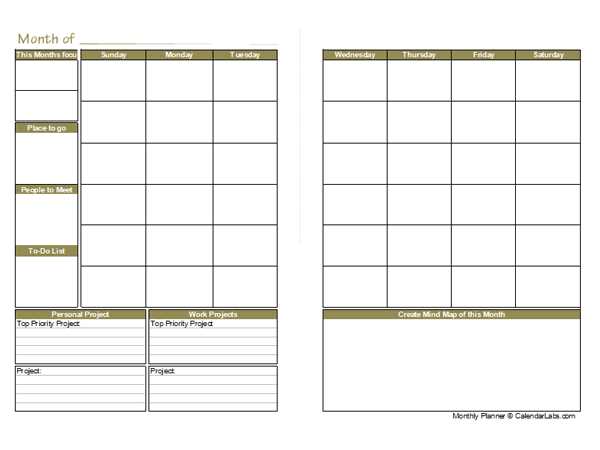 detailed monthly calendar template