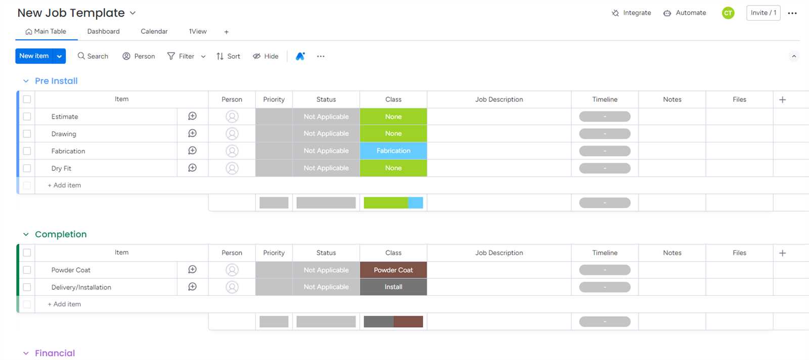 calendar dashboard template