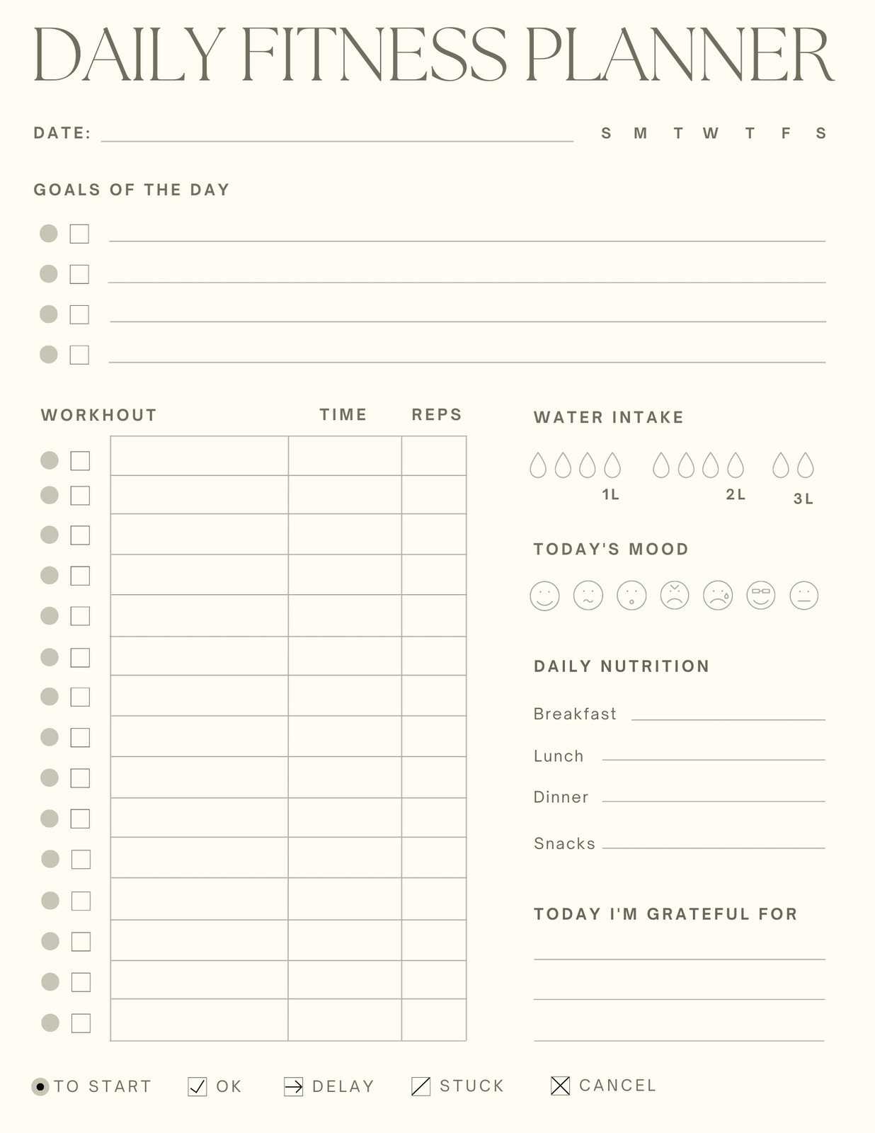 diet and exercise calendar template