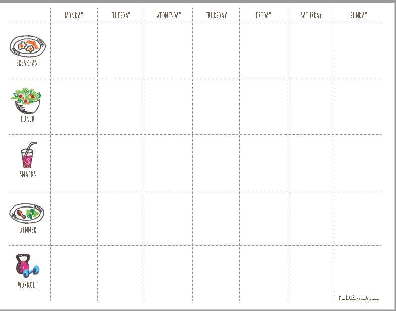 diet and exercise calendar template