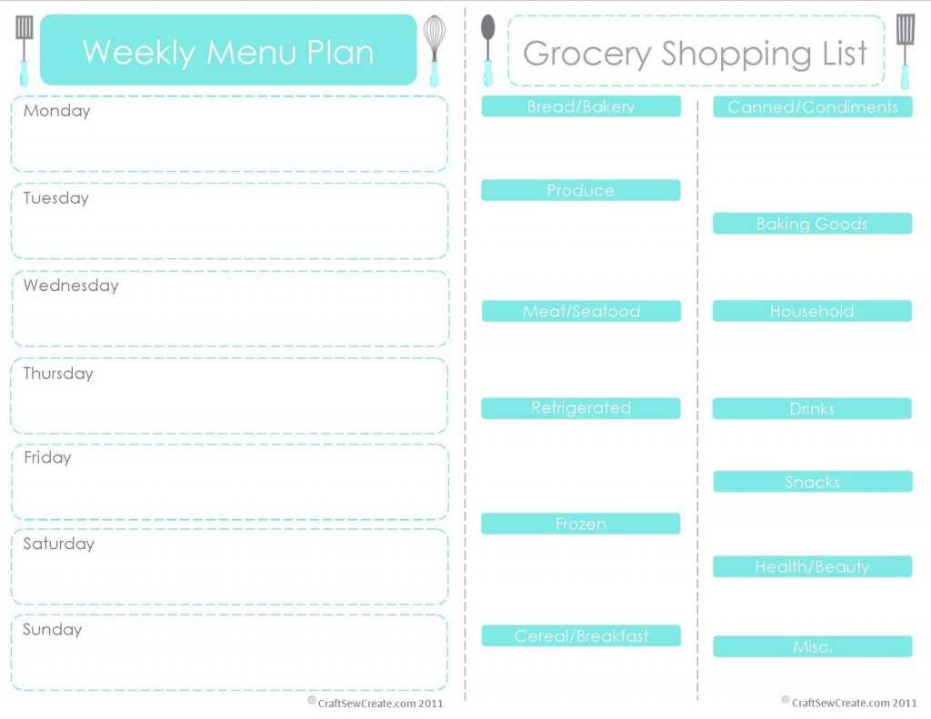 free meal calendar template