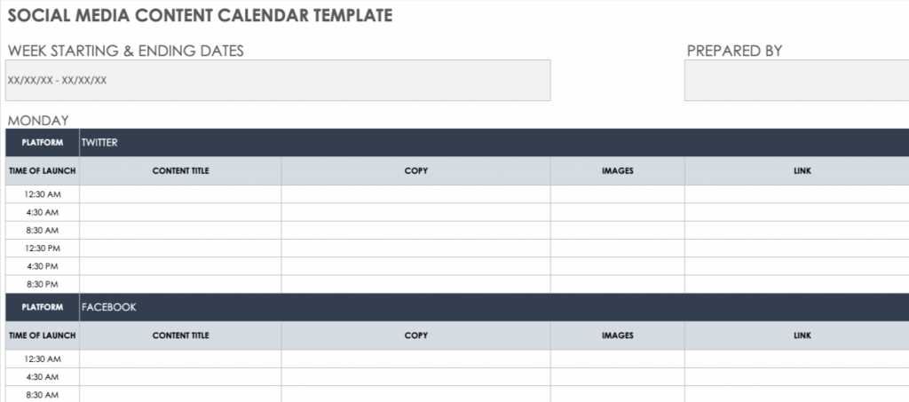 digital content calendar template