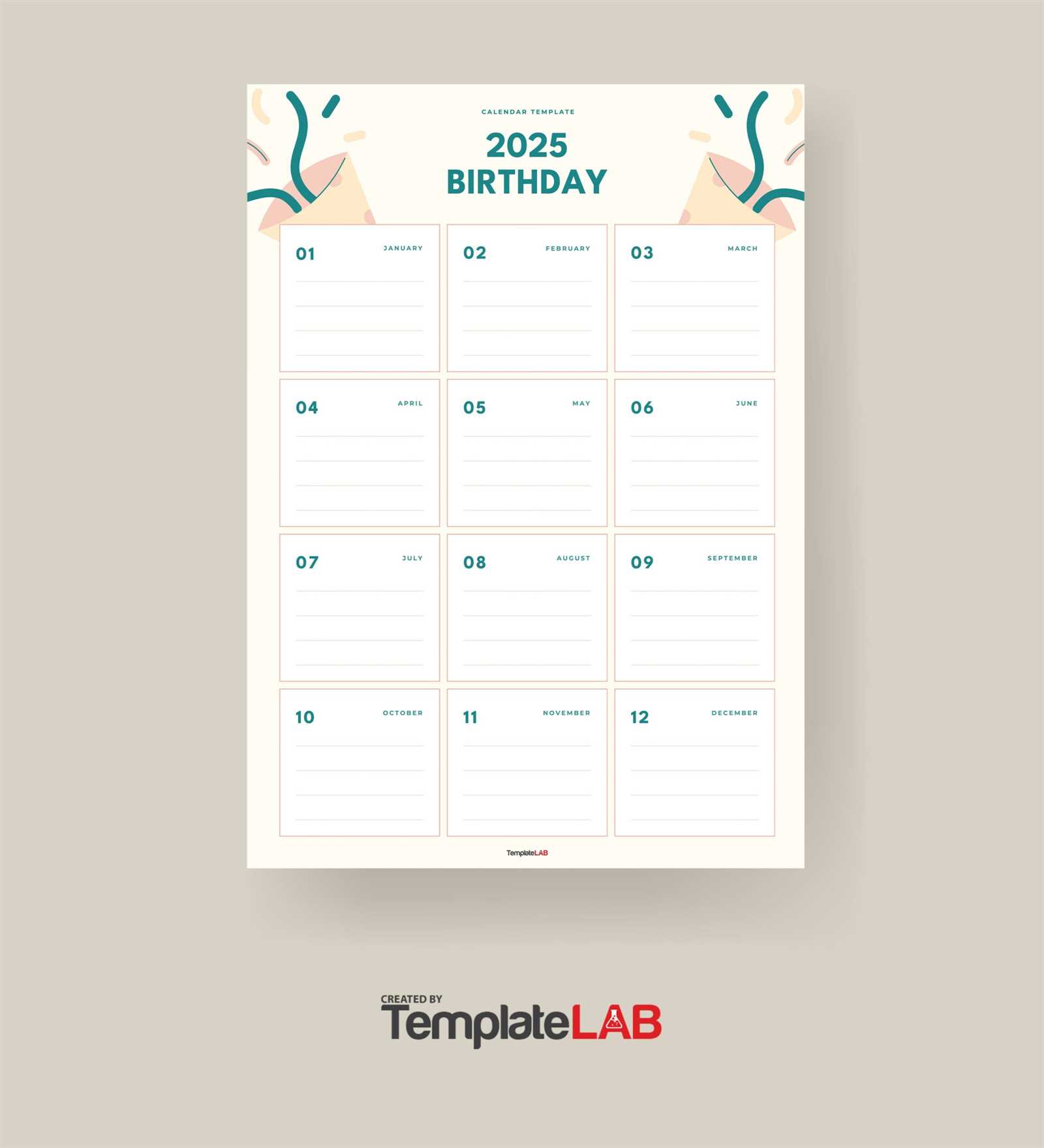 diy birthday calendar template