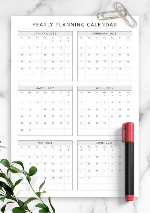 a5 calendar template 2025