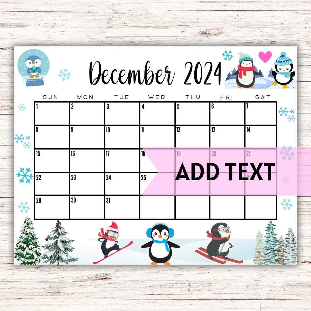 editable christmas calendar template