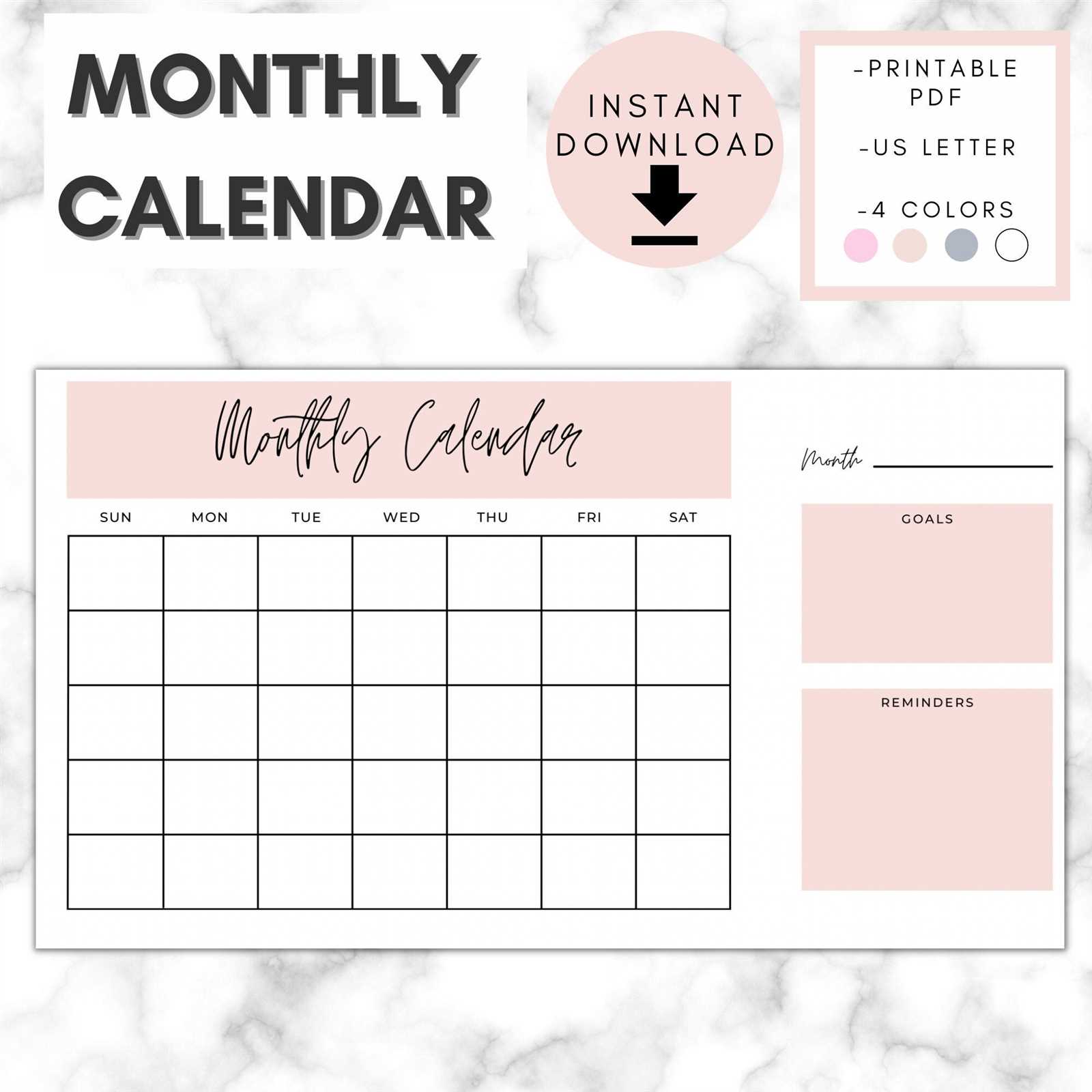 downloadable monthly calendar template