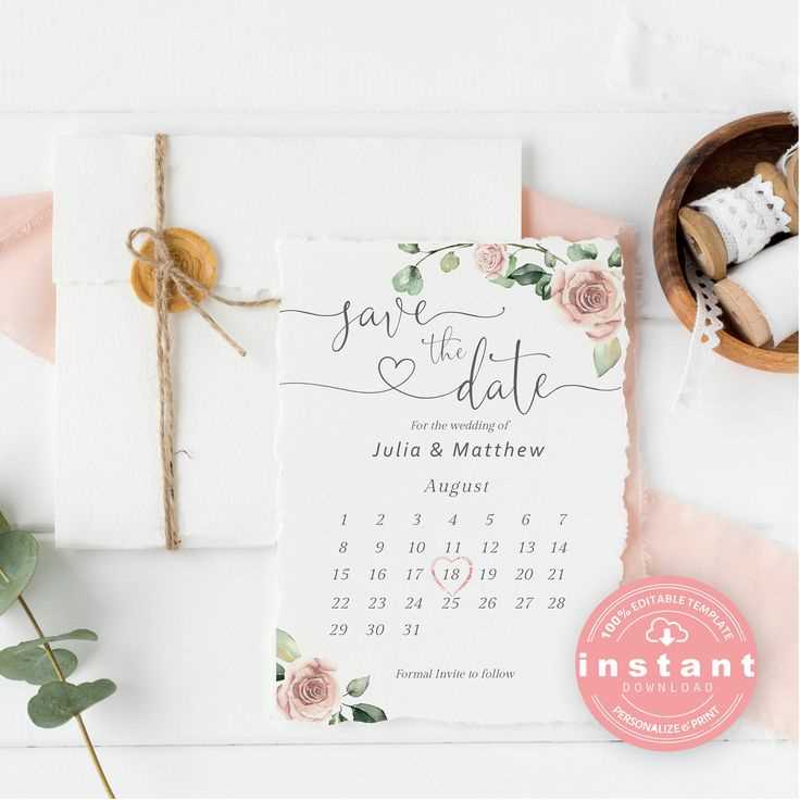 downloadable save the date calendar template