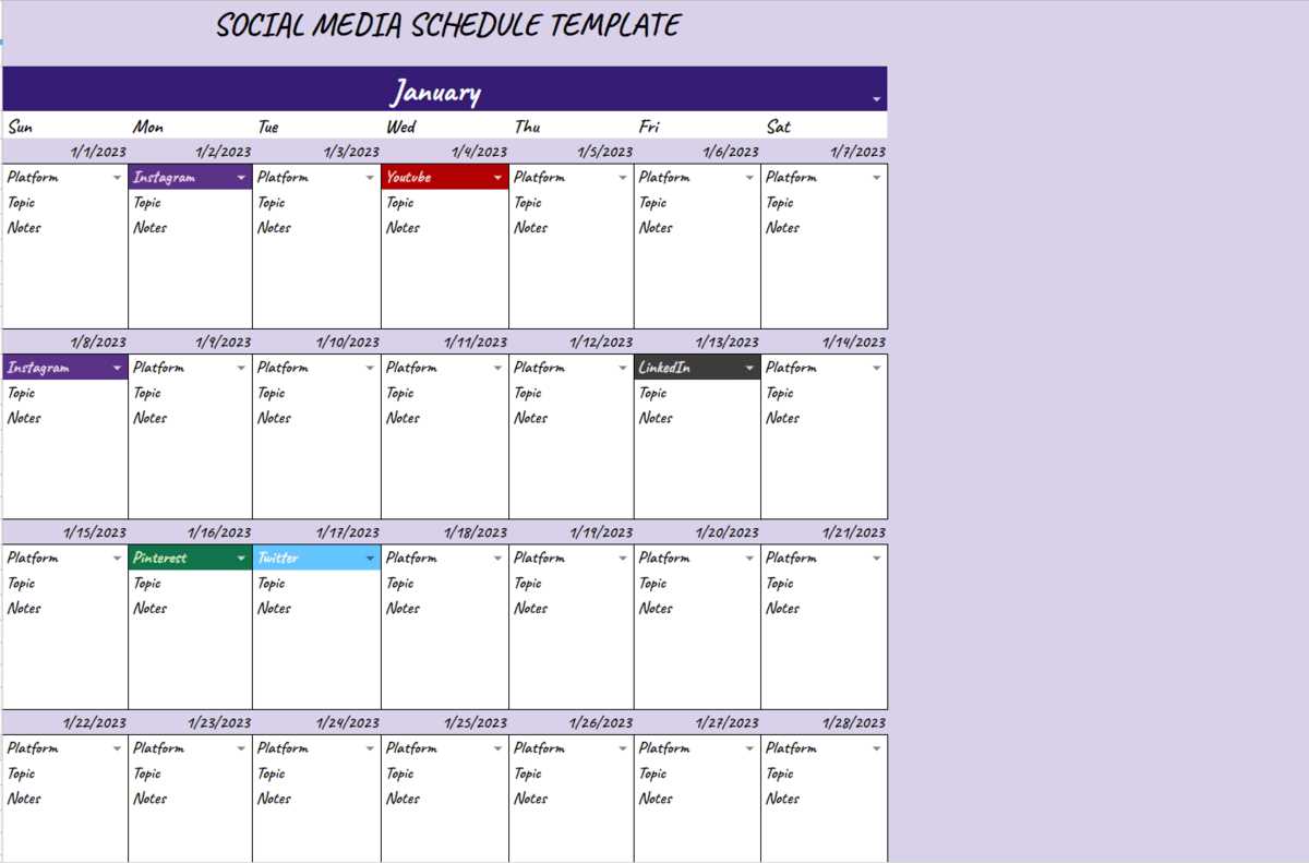 downloadable social media content calendar template