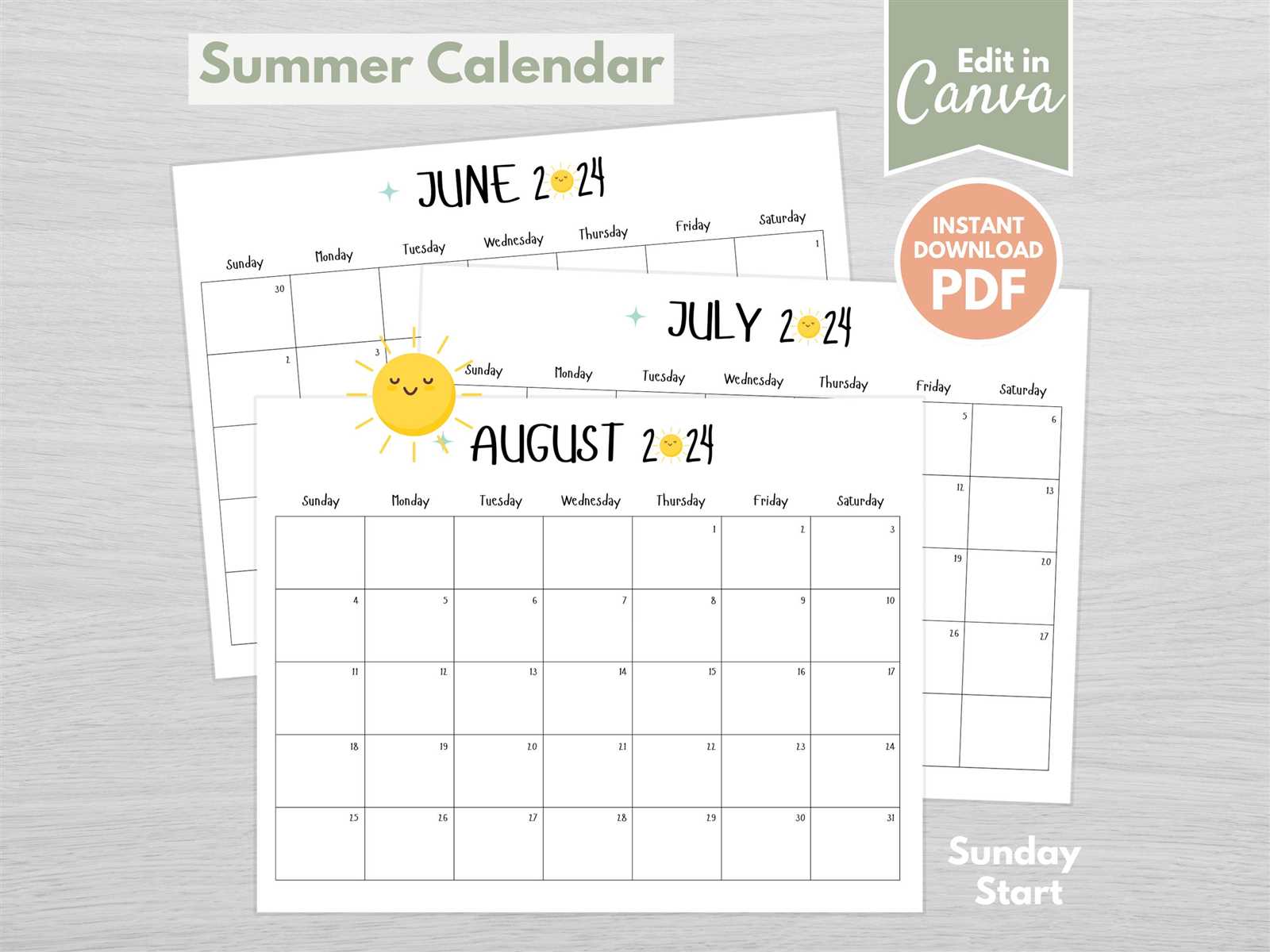 june july august calendar template