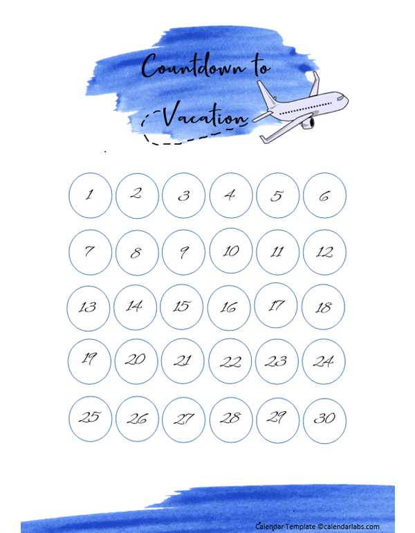 vacation countdown calendar template