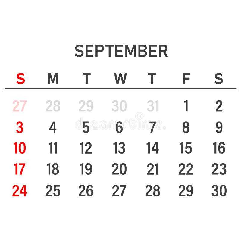 september blank calendar template