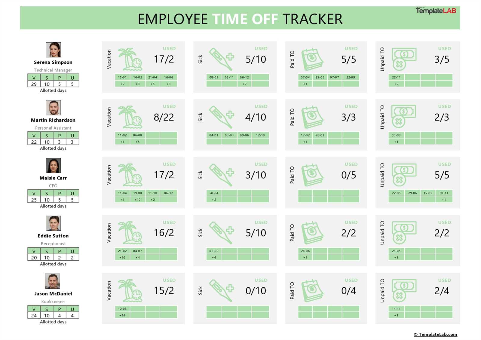 company vacation calendar template