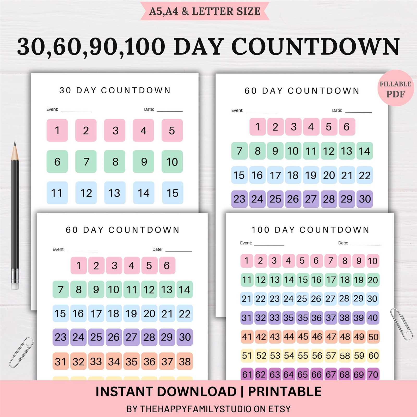 printable countdown calendar template