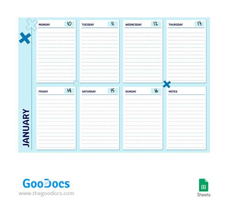 office weekly calendar template