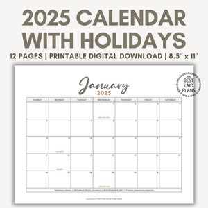 2026 monthly calendar template with holidays