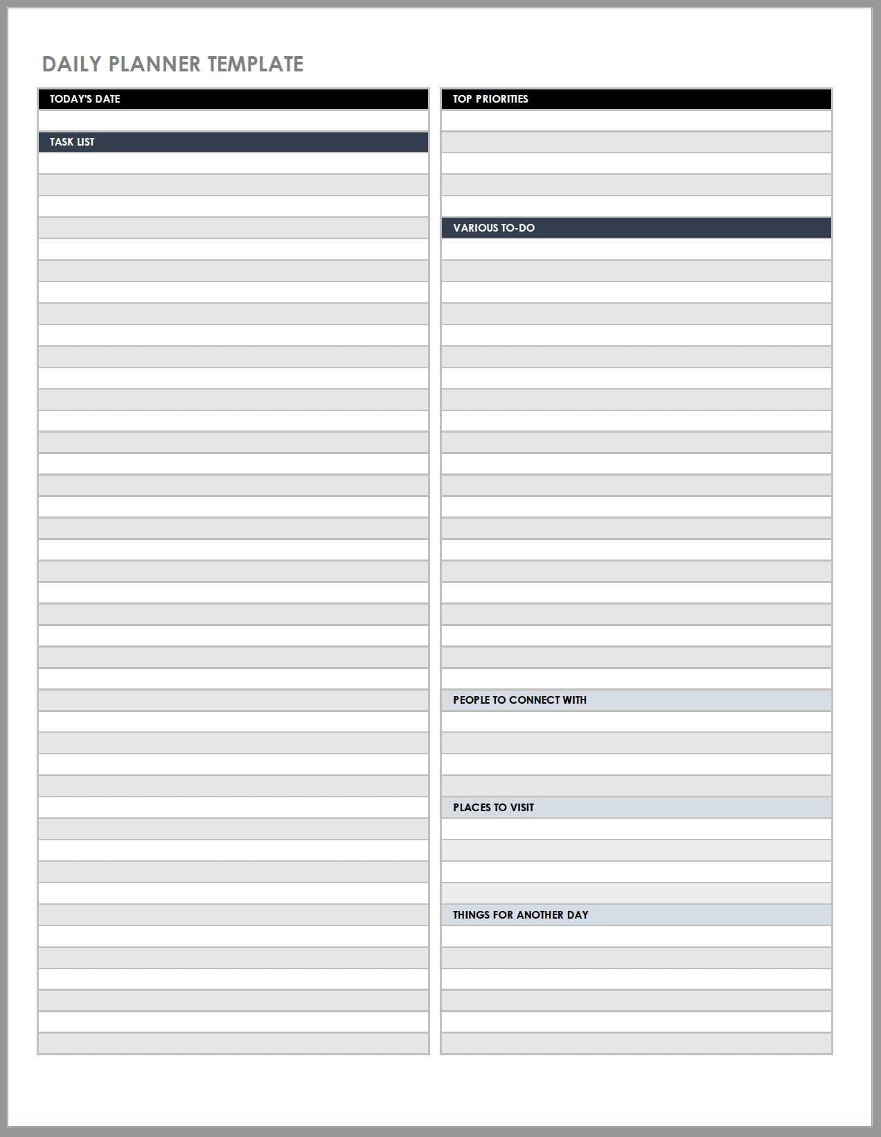 daily calendar journal template