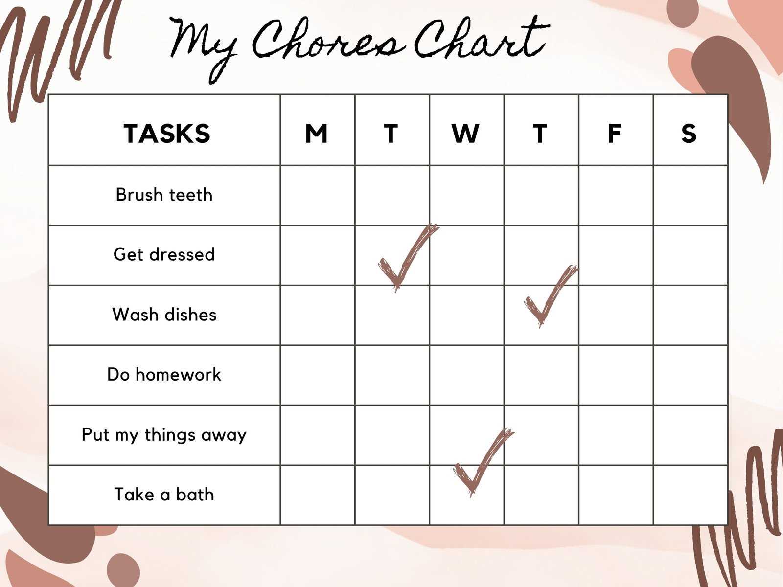 chore calendar template