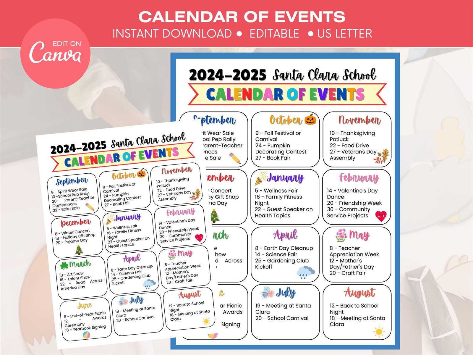 calendar of events 2026 template