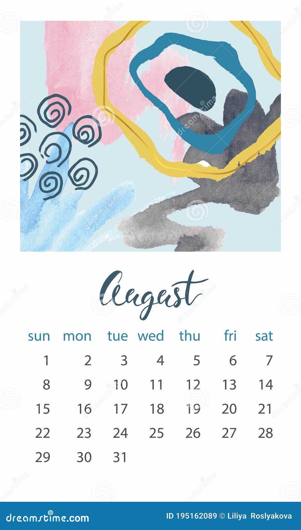 editable august calendar template