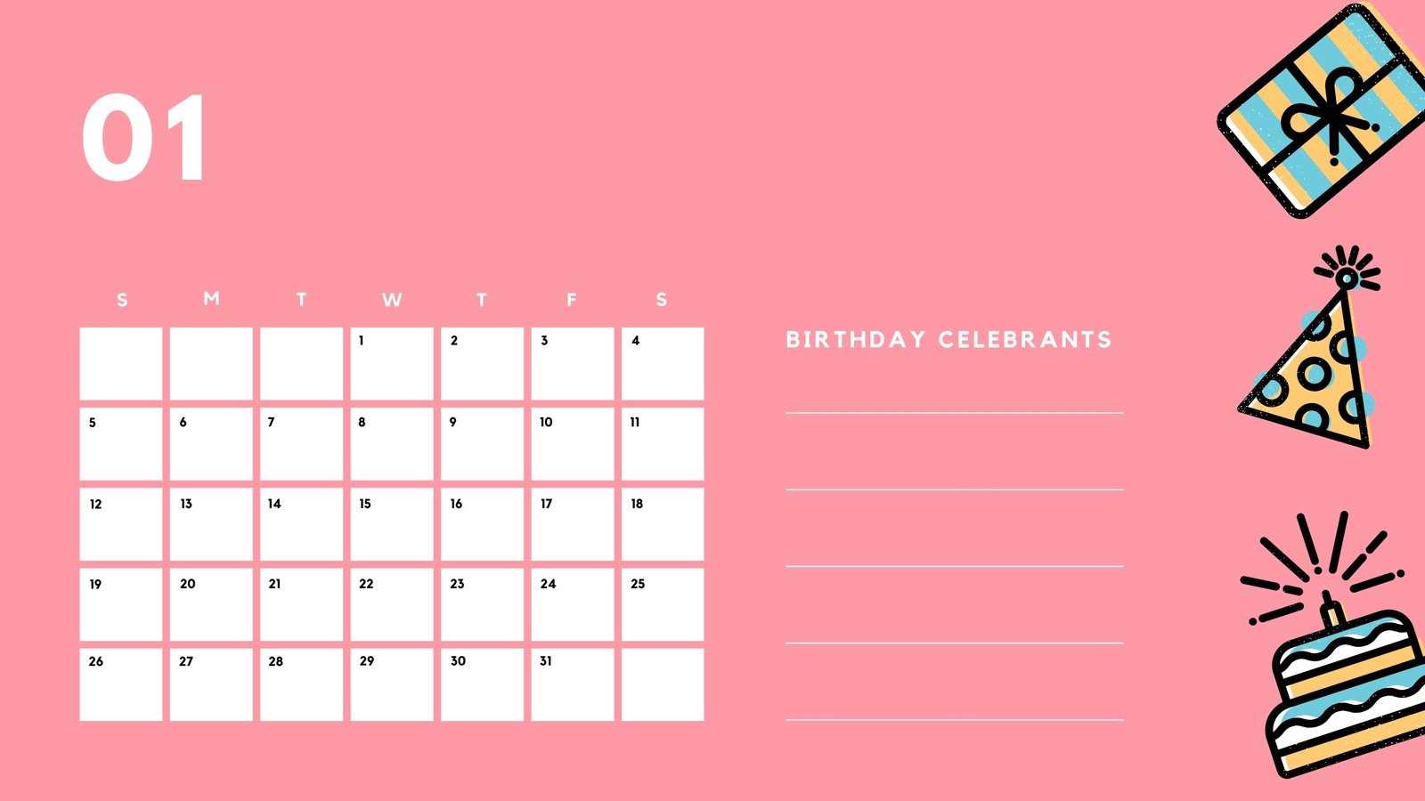 editable birthday calendar template