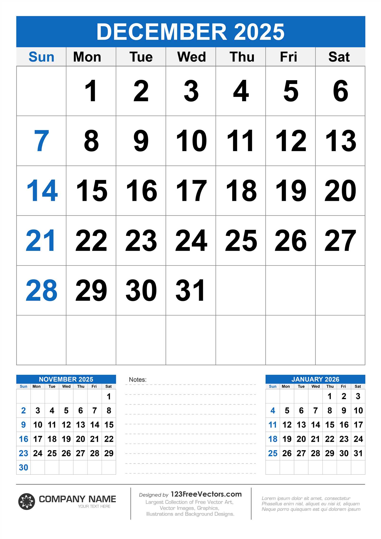 editable calendar template december 2025