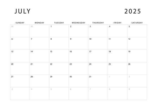 editable calendar template july 2025