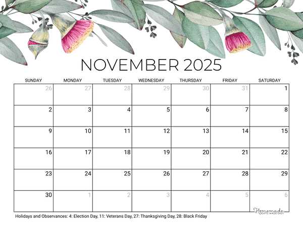 editable calendar template november 2025