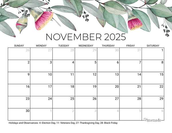 editable calendar template november 2026