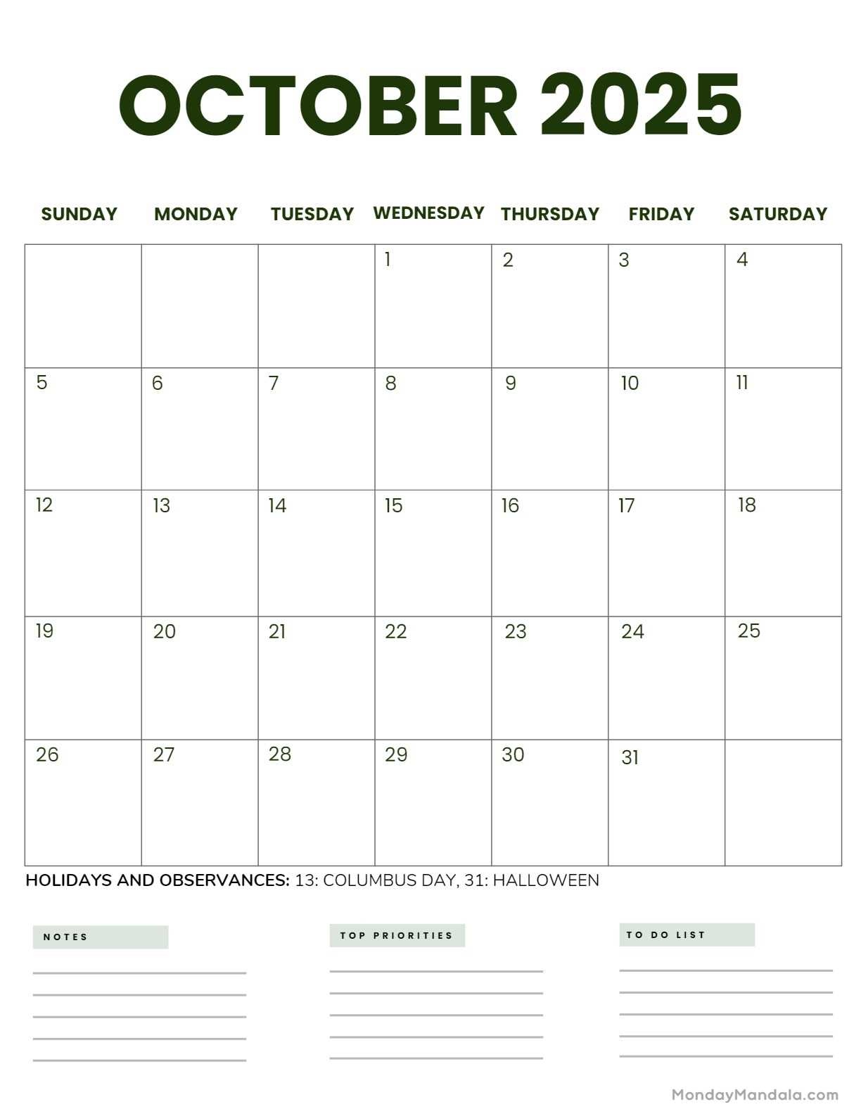 editable calendar template october 2026