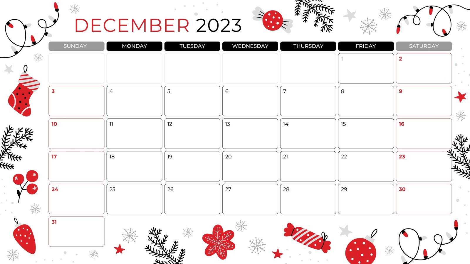 editable christmas calendar template