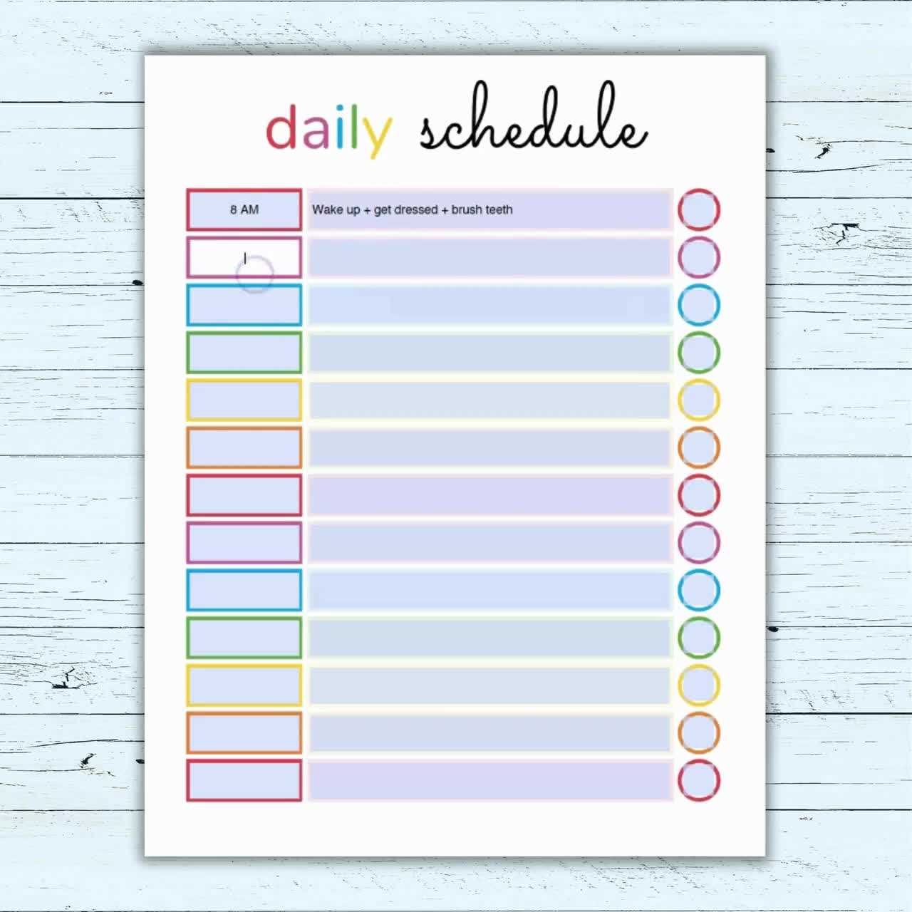 editable daily calendar template