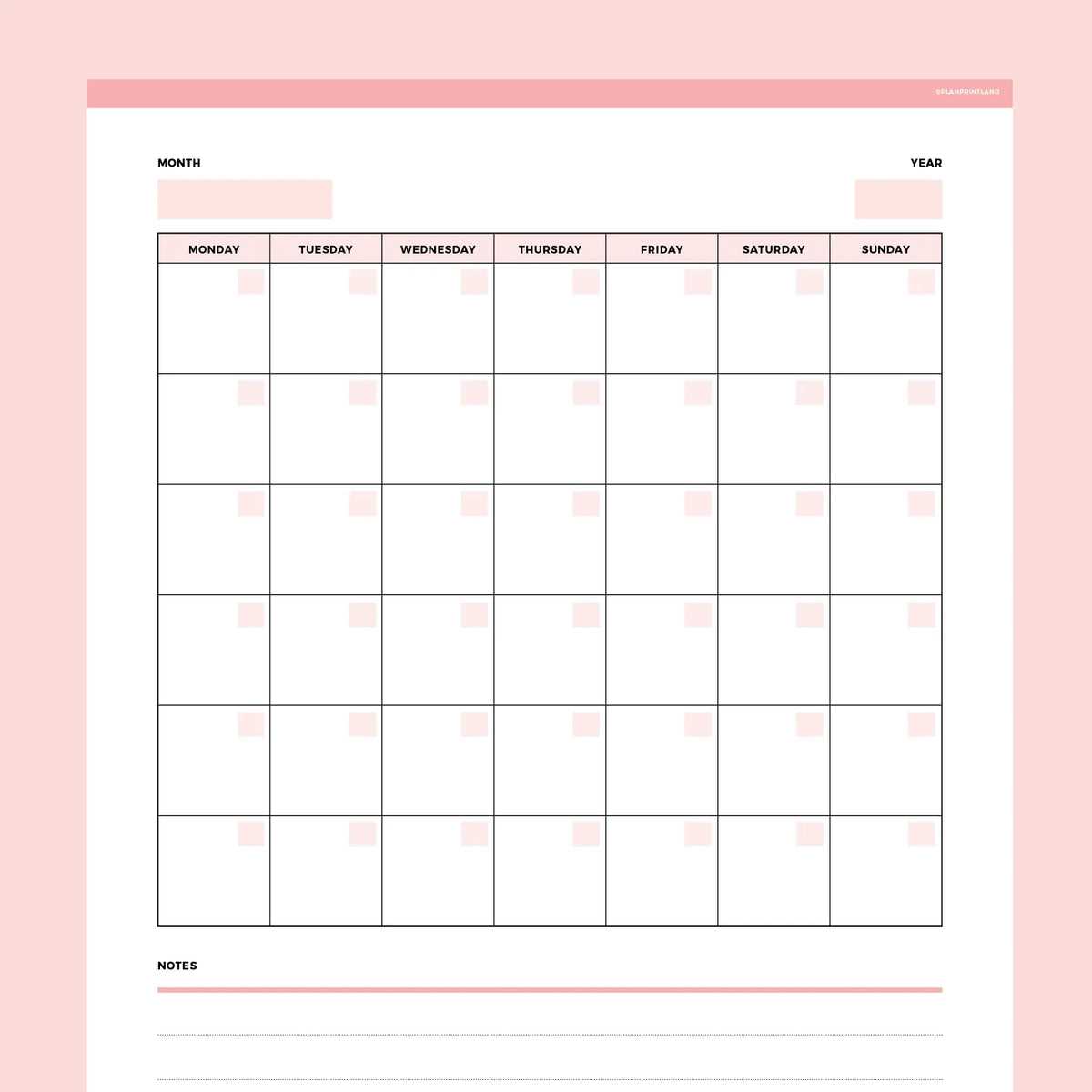 editable monthly calendar template